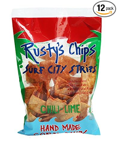 Rusty’s Chips - Handmade Healthy Crunchy Chili Lime Tortilla Corn Chips, No Preservatives - Gluten Free Snacks, Transfat Free - Non-GMO, Vegan, Healthy Snacks for Adults - 4 oz (12 Snack Packs)