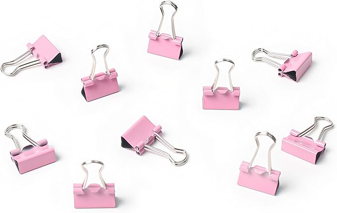100 Pack Mini Pink Binder Clips 5/8 Inch (15 mm), Colored Little Paper Clamps, Small Tiny Micro Size Paper Clips for Office Home School Business 0.6"