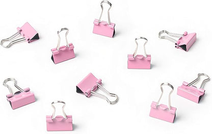 100 Pack Mini Pink Binder Clips 5/8 Inch (15 mm), Colored Little Paper Clamps, Small Tiny Micro Size Paper Clips for Office Home School Business 0.6"