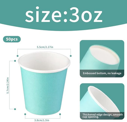 50 Pack 3 oz Paper Cups, Bathroom Cups Disposable, Moushwash Cup Small Snack Cup for Water, Juice, Candy Ideal for Party Bathroom and Office