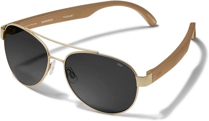 Distil Union Wally Bifold 5.0 Wallet & Maverick Titanium Sunglasses – Slim RFID Leather Wallet & Polarized MagLock Sunglasses Set – Minimalist EDC – Black