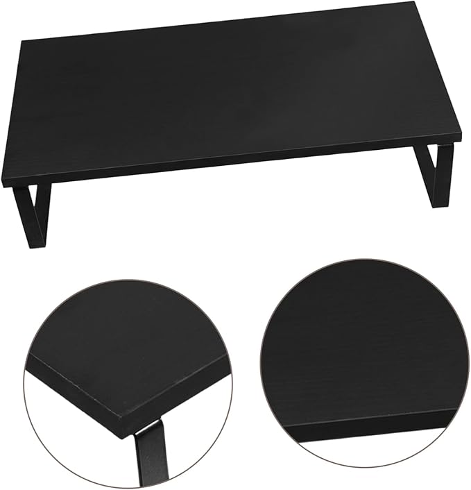 Mikinona Practical Monitor Riser Stand Black Sturdy Computer Stand for Desk Laptop Table Printer Office Use