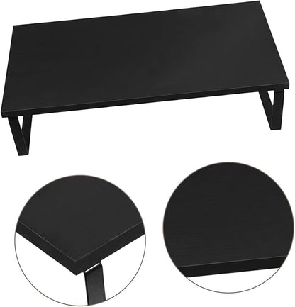 Mikinona Practical Monitor Riser Stand Black Sturdy Computer Stand for Desk Laptop Table Printer Office Use
