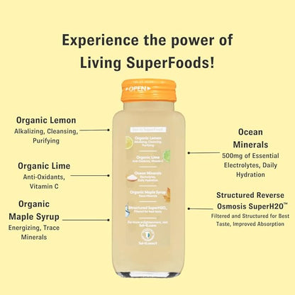 Organic Lemon Lime Electrolytes SuperAde Drink, Effective Hydration, SuperFood Lemonade by Sol-ti, Cold-Pressed Juice Blend, 16 Pack (14.9 Fl oz)