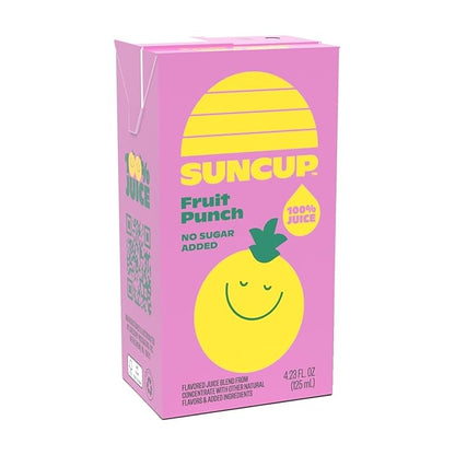 SunCup Juice - Fruit Punch (40 Pack) 4.23 oz Juice Box with Straw | 100% Fruit Punch Blend for Kids, Bulk Pack for School Lunches, Snacks, Parties, Classrooms, Home Use, Sports, and On-the-Go Drinks