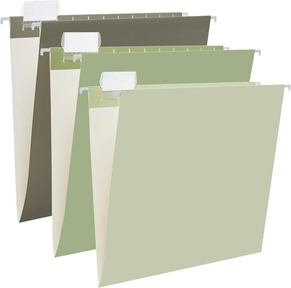 Y YOMA 6 Pack Gradient Hanging File Folders Letter Size Decorative Hanging Folder Pretty File Folder Organizer for Filing Cabinet Office Home with 1/5-Cut Adjustable Tabs, Leaf Green