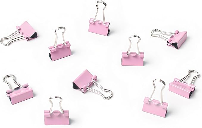 50 Pack Small Pink Binder Clips 3/4 Inch (19 mm), Colored Little Paper Clamps, Tiny Mini Paper Clips for Office Home School Business 0.75"