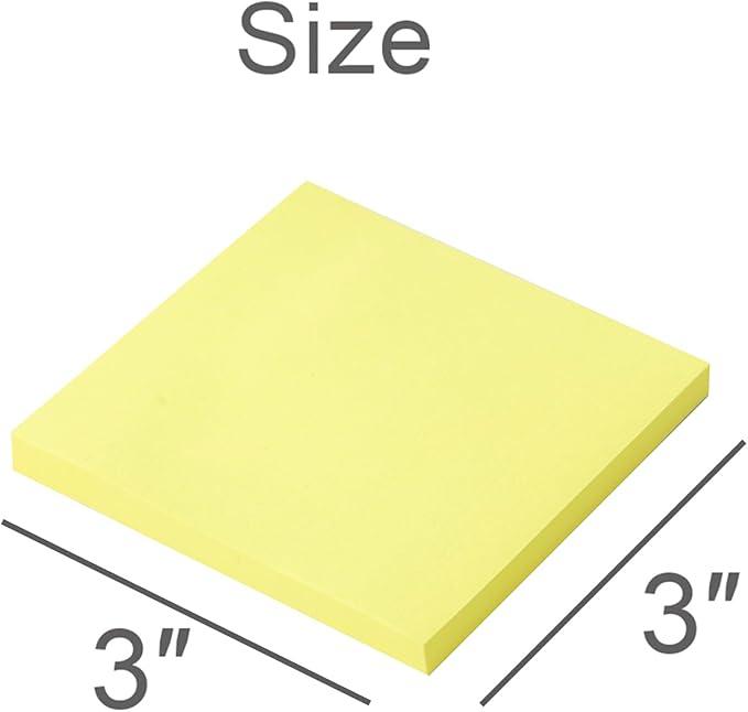 Sticky Notes 3x3 in Yellow, 24 Pads, Strong Adhesive, Clean Removal, Recyclable, Self-Stick Pads, Easy to Stick for Home, Office, Notebook