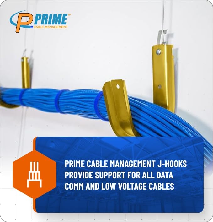 4'' Heavy Duty Metal Cable & Wire Support Batwing J-Hook Hangers with Bat Wing Clip for attaching Ceiling Wire & Threaded Rod for Cable & Wire Management