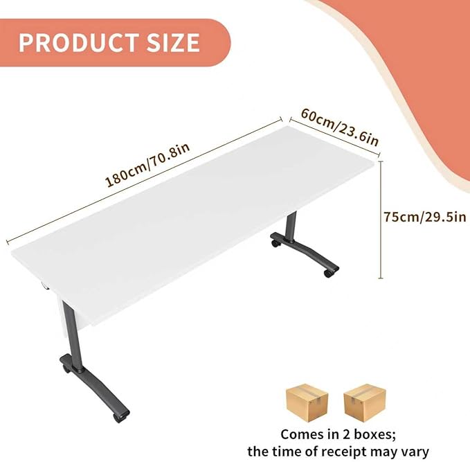 Folding Conference Room Table,Flip Top Mobile Training Table,Mobile Training Tables with Wheels for Office Conference tables Training Rooms Foldable Meeting Tables (6pack 70.8 x 23.6 x 29.5inch)