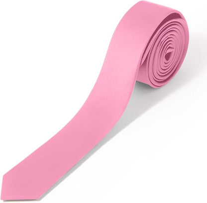 Skinny Ties Black Ties For Men and Women Solid Pure Color 1.58" (4CM) Plain Formal Slim Neckties