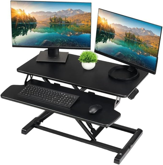 TechOrbits Rise-X Pro 36-Inch Height-Adjustable Standing Desk Converter, Black (OF-S06-2)