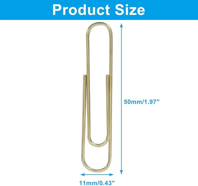 100Pcs 2 Inch Large Paper Clips, Rose Gold Coated Jumbo Reusable Big Paperclips for Office School Home Document Organizing