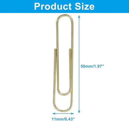 100Pcs 2 Inch Large Paper Clips, Rose Gold Coated Jumbo Reusable Big Paperclips for Office School Home Document Organizing