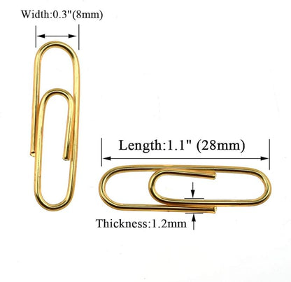 HAHIYO Paper Clips 1.1 inches (28mm) Length Gold Paperclips Bright Colors Vinyl Coated Prevent Scratching Tearing The Pages Sturdy for Bookmark Organize Home Office School 150 Pack