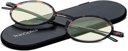 ThinOptics unisex-adult Manhattan Blue Light Blocker Reading Glasses + Milano Case