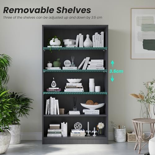 Bookshelf, Shelf Bookcase Open Modern Bookshelf, Bookcase with Freestanding Display Storage, Wooden Book Shelf for Bedroom, Living Room, Dinning Room, Office, 60 Inch