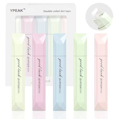 Scrapbooking Double Sided Tape Roller, 5-Pack Craft Adhesive Glue Runner - Multipurpose Journaling Supplies for Scrapbooking, Gift Wrapping, Photo Mounting, School Office & Crafts