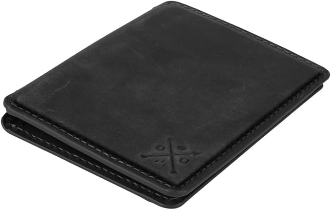 CLOUD Wallet Slim Minimalist — Magnetic Closure, Lightweight Design, Quick Access Pull Tab - Top Grain Leather Front Pocket Wallet (Black)