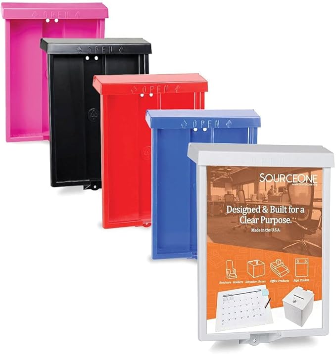 SOURCEONE.ORG Outdoor Real Estate Style Brochure Holder Color Variety White, Black, Red , Pink & Blue Available