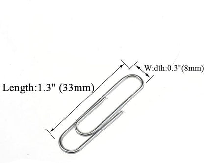 HAHIYO Paper Clips 1.3" (33mm) Length Silver Paperclips Vinyl Coated Prevent Scratching Tearing The Pages Sturdy for Bookmark Organize Home Office School 120 Pack