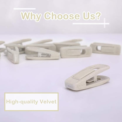 Trgowaul Velvet Hangers - Strong Finger Clips for Thin Pants (20pc, Beige)
