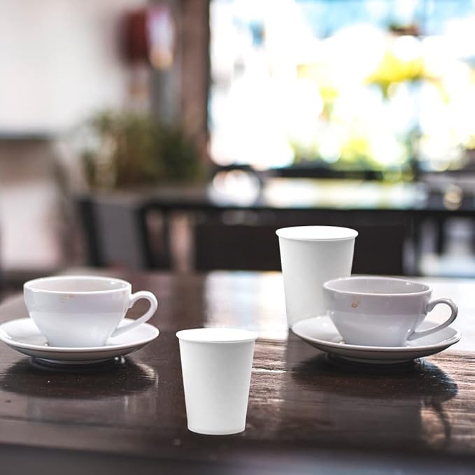 White Disposable Paper Cups, 60pcs Paper Cups For DIY Wedding Party Picnic BBQ Travel and Event 8OZ (White)