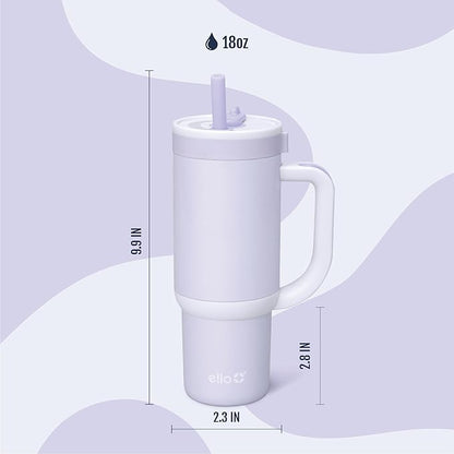 Ello Oasis 18oz Stainless Steel Kids Tumbler with Handle & Retracting Straw, 100% Leakproof, Double-Wall Vacuum Insulated, Kids Water Bottle for School, BPA Free, Dishwasher Safe, Purple Holographic