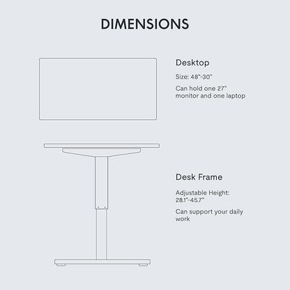 FLEXISPOT EN1 One-Piece Standing Desk 48 x 30 Inches Height Adjustable Electric Desk Sit Stand Desk Home Office Desks (White Frame + Marble Gray Top, 2 Packages)
