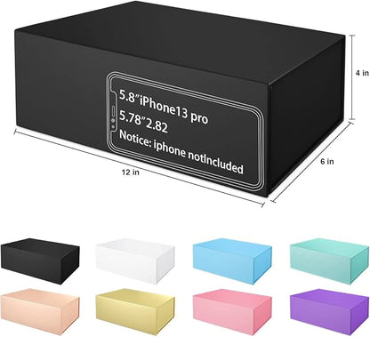 Gift Boxe 12" x 6" x 4" with Magnetic Closure Lid Gift Boxes for Presents,Bridesmaid Gifts Box,Cute Box,Birthday Gift box,Luxury for Gift Packaging, Magnetic Gift Box for Wrapping Gifts (Black/5PCS)