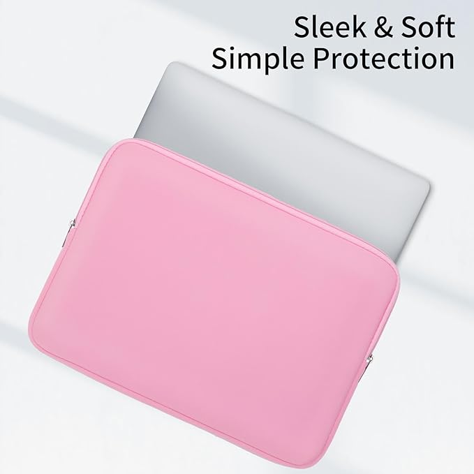 RAINYEAR 14 Inch Laptop Sleeve Case Protective Soft Padded Zipper Cover Carrying Computer Bag Compatible with 14" Notebook Chromebook Tablet Ultrabook (Pink)
