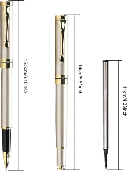 YIVONKA Luxury Ballpoint Pens Best Ball Pen Gift Set for Men & Women Professional Executive Office Nice BallPens Classy Gift Box Ballpoint Black Refill Line width 0.5mm (Gold)