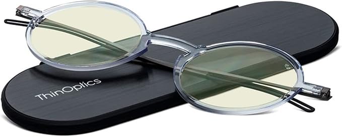 ThinOptics unisex-adult Manhattan Blue Light Blocker Reading Glasses + Milano Case