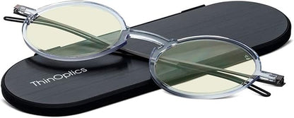 ThinOptics unisex-adult Manhattan Blue Light Blocker Reading Glasses + Milano Case
