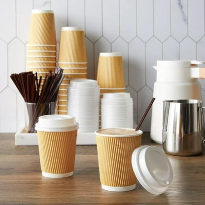 Ripple Paper Cups 8 oz 500 Pack for Coffee & Tea | Bulk 500 Count for Home, Office, Restaurants & Coffee Shops | Recyclable, Insulated, & Disposable 8 Ounce To-Go Cups for Hot Beverages
