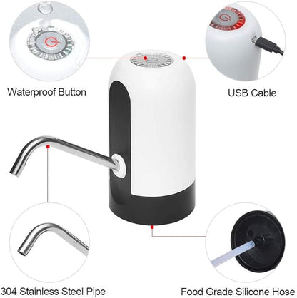 Water Pump for 5 Gallon Jug, CHIVENIDO Drinking Water Pump Water Jug Dispenser USB Charging Water Dispenser with Non Spill Caps for Universal 2-5 Gallon Bottle