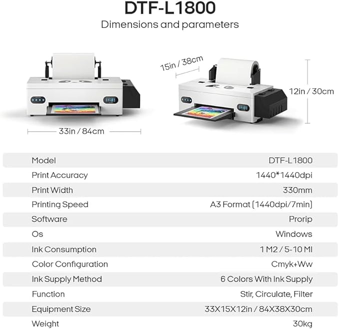 Procolored F13 Panda DTF Printer A3 L1800 Apparel Printer Transfer Printing Machine T-Shirt Direct to Film with White Ink Circulation and Semi-Automatic Cleaning