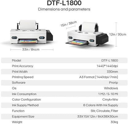 Procolored F13 Panda DTF Printer A3 L1800 Apparel Printer Transfer Printing Machine T-Shirt Direct to Film with White Ink Circulation and Semi-Automatic Cleaning