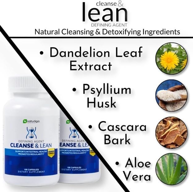 Max Muscle Naturaliga Cleanse and Lean Defining Agent Herbal Cleanse for Regularity w/Natural Detoxifying Ingredients for Gut Health Colon Detox Health and Bloating,100 Ct (Pack of 1)