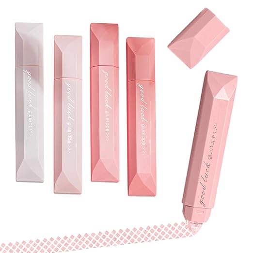 Double Sided Tape Pens, 4PCS Craft Adhesive Glue Applicator, Double Sided Glue Pen for Scrapbooking, Gift Wrapping, Photo Mounting, School Office DIY Crafts (Pink)
