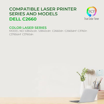 TCT 2660 Yellow Toner Cartridge - Compatible Replacement for Dell C2660Y 593-BBBR Yellow High Yield Works with Dell C2660DN C2665DNF Printers (4,000 Pages)