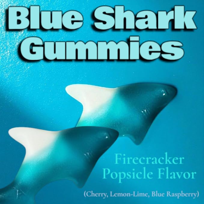 Irresistibly Delicious Blue Shark Gummies - 1.5 lbs Lusciously Flavorful Soft & Chewy Candy Snack, Fruity Flavor Assortment-Great for Kids and Adults of All Ages(24 oz)