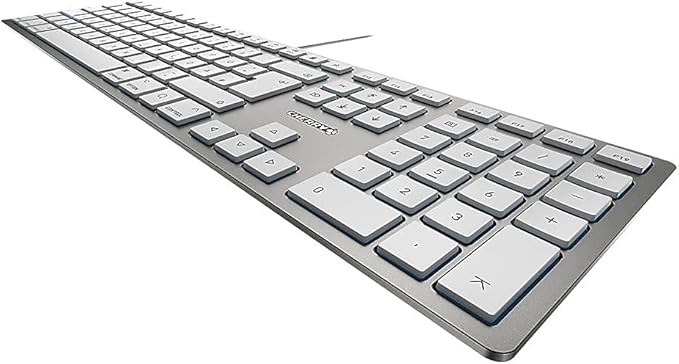 CHERRY KC 6000 Slim Keyboard Made with Mac Layout. with 12 Apple Specific Functions. Scissor Tech Typing for Near Silent. Alternative to Magic Keyboards. USB-A Wired. US Layout White and Silver.