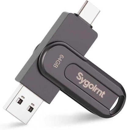 64GB USB Flash Drive, 3.0 - USB C & USB A 2-in-1 Memory Stick, Jump Drive with Keychain, Storage Photos Thumb Drives for iPhone 17/16/15, Android Phones, Laptops, Mac, iPad, Desktops, Tablet