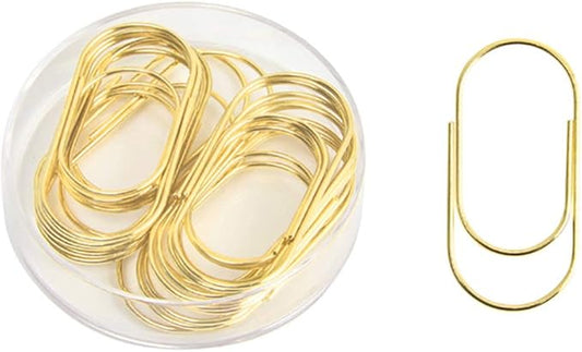 Gold Paper Clips, 20pcs 50mm 1.97" Jumbo Fat Wide Paper Clips Non-Skid Smooth Finish Steel Wire Medium Office Supply Accessories
