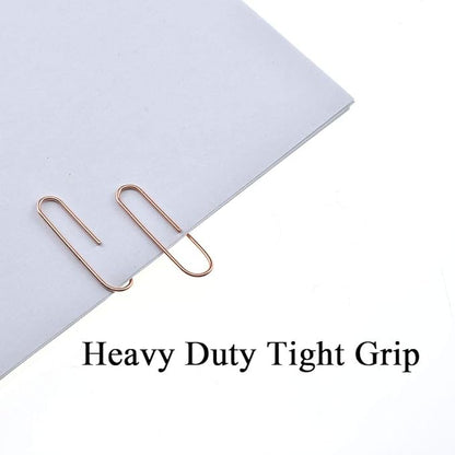 HAHIYO Paper Clips Sturdy 1.3 inches Length 180 Pack Paperclips Heavy Duty Tight Grip Rust Proof Reusable Metal Bright Rose Gold for Home Office School