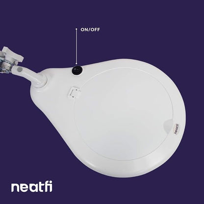 Neatfi Elite XL HD Super LED Magnifying Lamp with Clamp – 7” Glass Lens, 6500K Daylight, Glare-Free, Adjustable Arm, Lamp for Reading, Sewing, Crafting (7 Inch Lens, White)