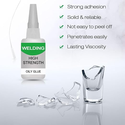 2 PCS Welding High-Strength Oily Glue, 2026 Upgraded Welding Super Glue Gel Instant Adhesive, Strong Fast Drying Glue Universal Super Glue for Metal, Plastic, Wood, Glass, Ceramic, Leather (50 Grams)