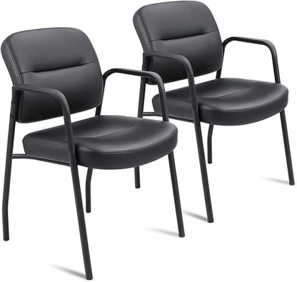 JUMMICO Office Guest Chair Reception Chair for Office Reception Lobby PU Leather Waiting Room Chair with Armrests Executive Office Chair Upholstered Set of 2