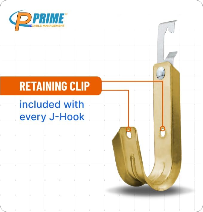 Prime Heavy Duty Metal Cable Support Batwing J-Hook Hangers with Bat Wing Clip for Ceiling Wire & Threaded Rod for Cable Management